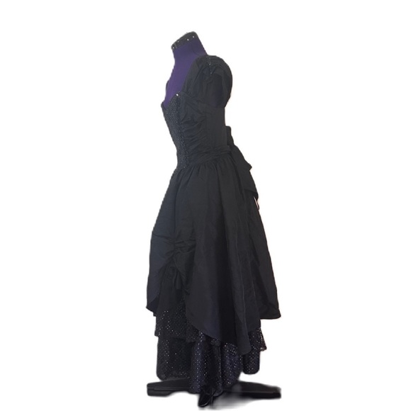 Gunne Sax Jessica McClintock Black Lace Sparkle Dress - Picture 3 of 16